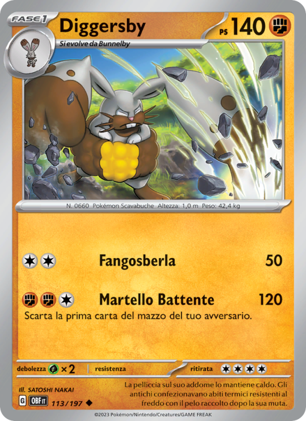 Diggersby 113/230 — Obsidian Flames (Italian Pokémon TCG card)