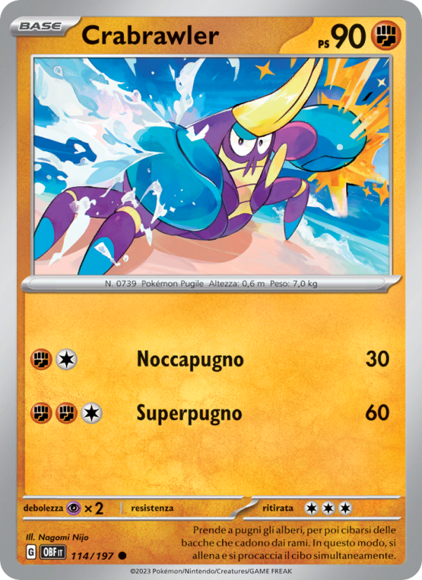 Crabrawler 114/230 — Obsidian Flames (Italian Pokémon TCG card)