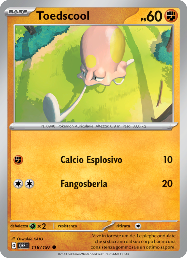 Toedscool 118/230 — Obsidian Flames (Italian Pokémon TCG card)