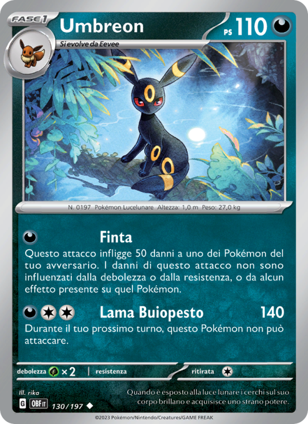 Umbreon 130/230 — Obsidian Flames (Italian Pokémon TCG card)