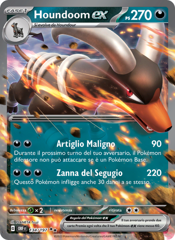 Houndoom-ex 134/230 — Obsidian Flames (Italian Pokémon TCG card)