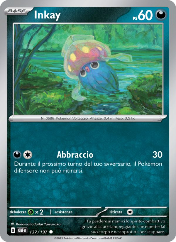 Inkay 137/230 — Obsidian Flames (Italian Pokémon TCG card)