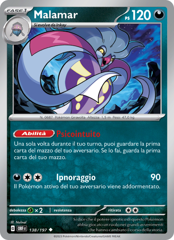Malamar 138/230 — Obsidian Flames (Italian Pokémon TCG card)