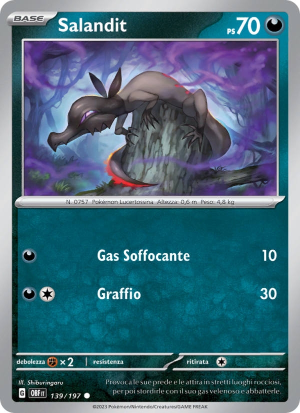 Salandit 139/230 — Obsidian Flames (Italian Pokémon TCG card)