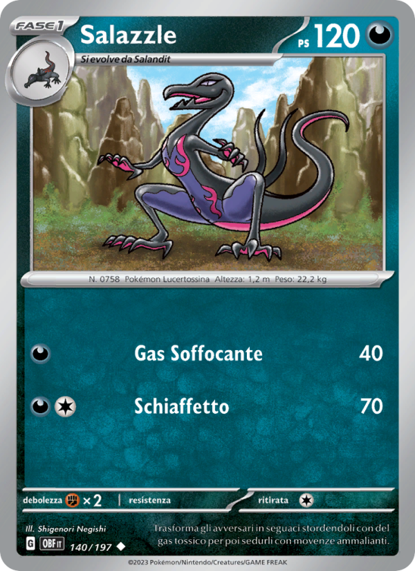 Salazzle 140/230 — Obsidian Flames (Italian Pokémon TCG card)