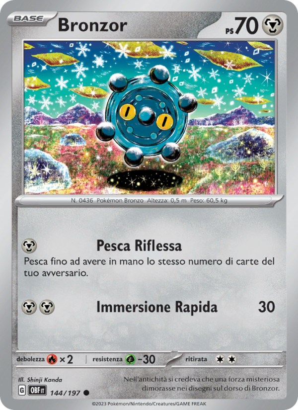 Bronzor 144/230 — Obsidian Flames (Italian Pokémon TCG card)