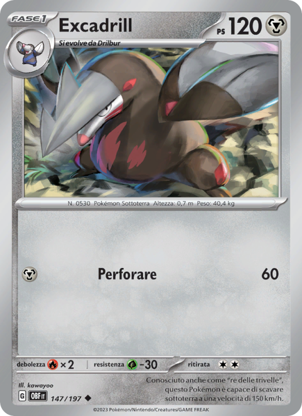 Excadrill 147/230 — Obsidian Flames (Italian Pokémon TCG card)