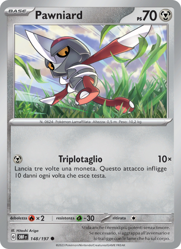 Pawniard 148/230 — Obsidian Flames (Italian Pokémon TCG card)