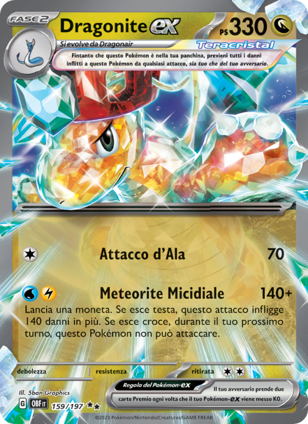 Dragonite-ex 159/230 — Obsidian Flames (Italian Pokémon TCG card)