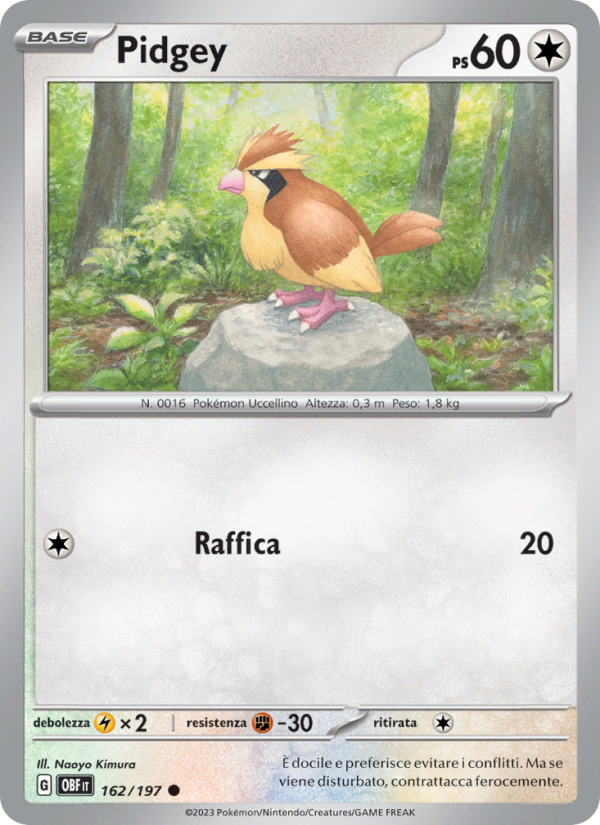 Pidgey 162/230 — Obsidian Flames (Italian Pokémon TCG card)