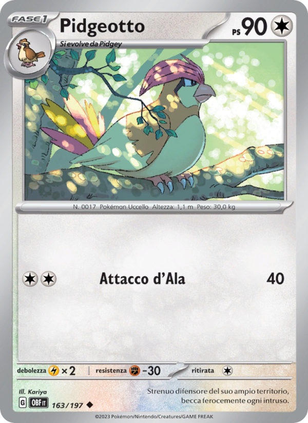 Pidgeotto 163/230 — Obsidian Flames (Italian Pokémon TCG card)