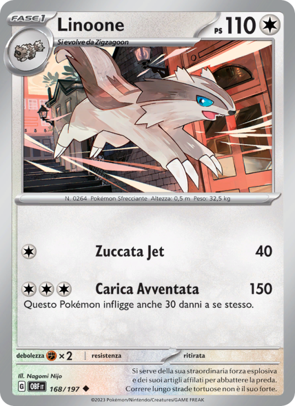 Linoone 168/230 — Obsidian Flames (Italian Pokémon TCG card)