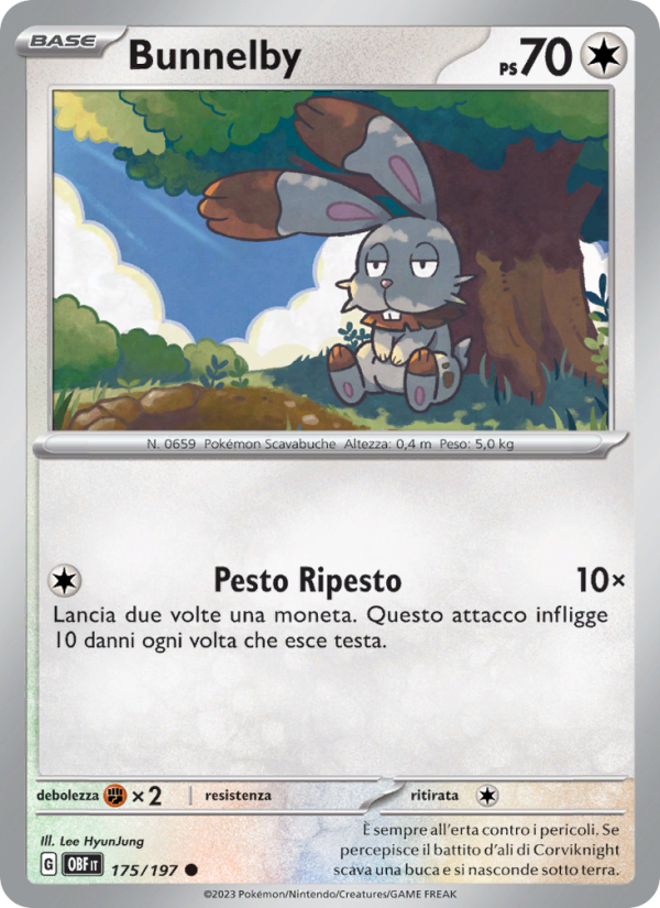 Bunnelby 175/230 — Obsidian Flames (Italian Pokémon TCG card)