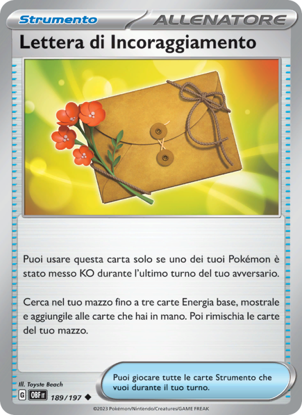Lettera di Incoraggiamento 189/230 — Obsidian Flames (Italian Pokémon TCG card)