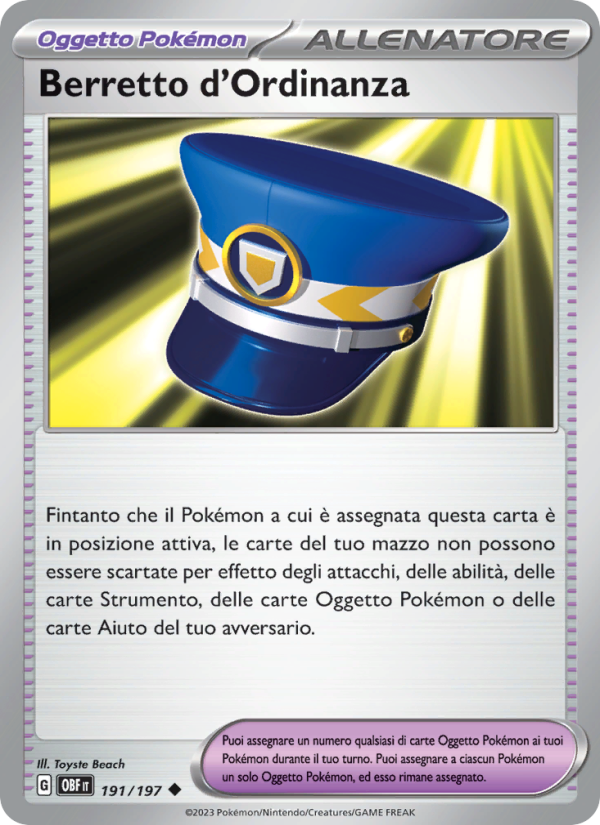 Berretto d'Ordinanza 191/230 — Obsidian Flames (Italian Pokémon TCG card)