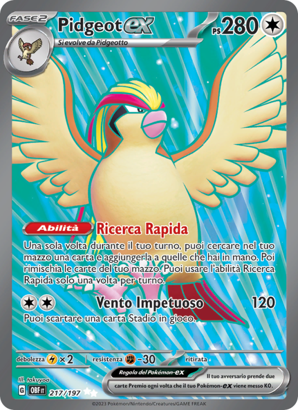 Pidgeot-ex 217/230 — Obsidian Flames (Italian Pokémon TCG card)