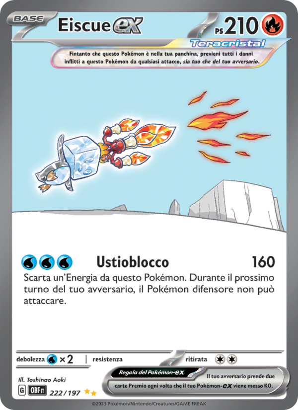 Eiscue-ex 222/230 — Obsidian Flames (Italian Pokémon TCG card)