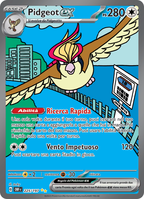 Pidgeot-ex 225/230 — Obsidian Flames (Italian Pokémon TCG card)