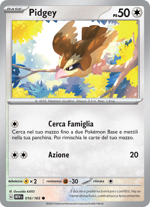 Pidgey 016/207 — 151 (Italian Pokémon TCG card)