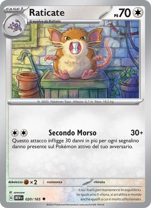 Raticate 020/207 — 151 (Italian Pokémon TCG card)