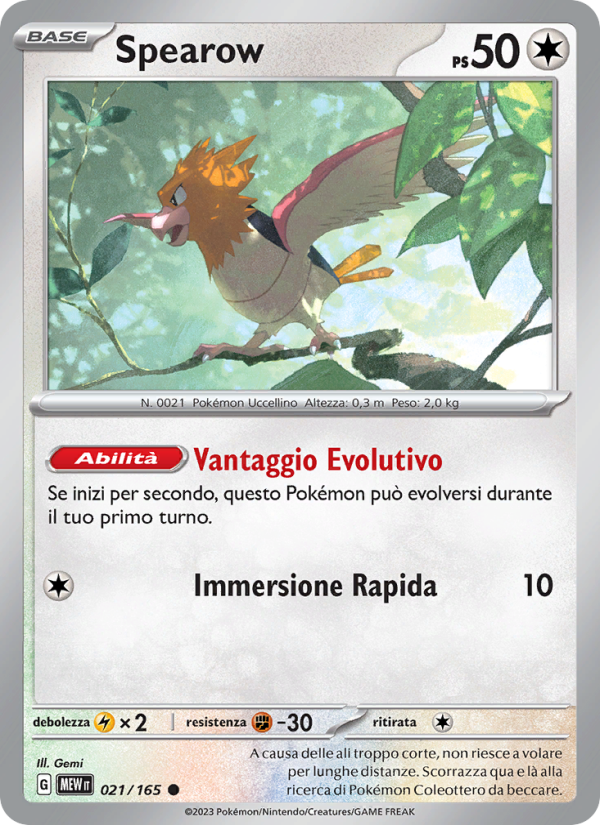 Spearow 021/207 — 151 (Italian Pokémon TCG card)