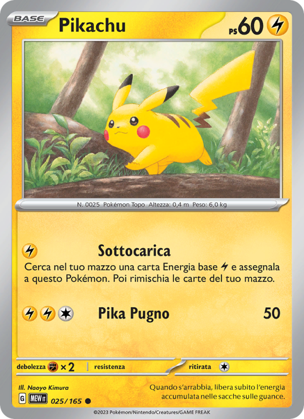 Pikachu 025/207 — 151 (Italian Pokémon TCG card)