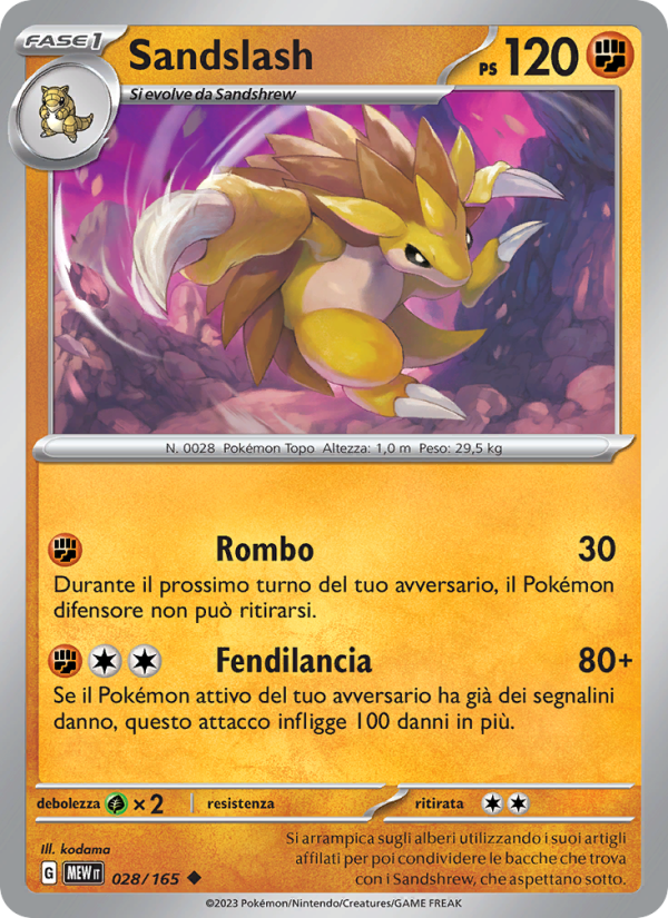 Sandslash 028/207 — 151 (Italian Pokémon TCG card)
