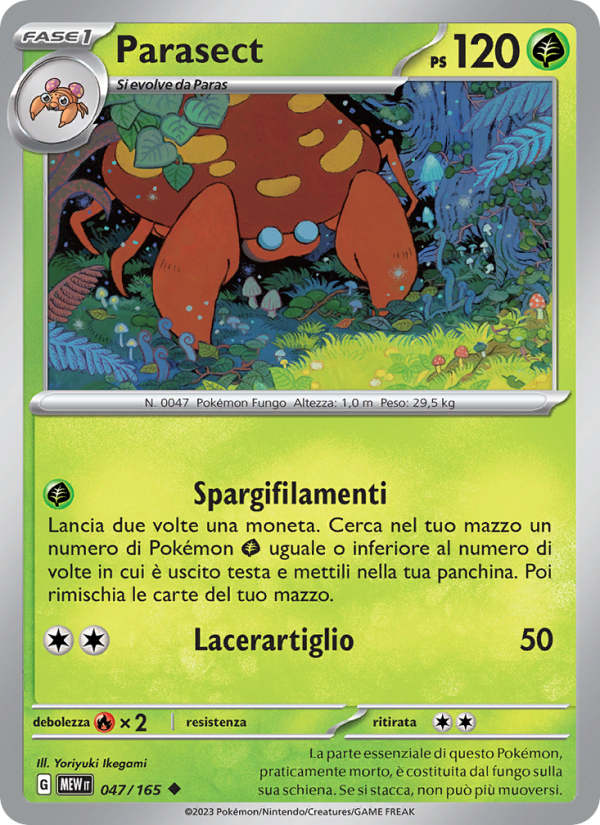 Parasect 047/207 — 151 (Italian Pokémon TCG card)