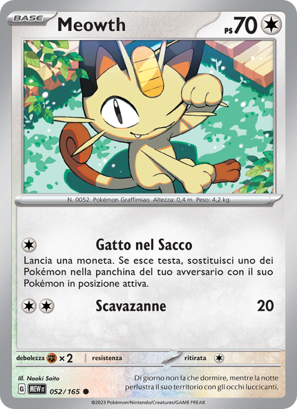 Meowth 052/207 — 151 (Italian Pokémon TCG card)