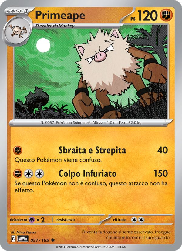 Primeape 057/207 — 151 (Italian Pokémon TCG card)