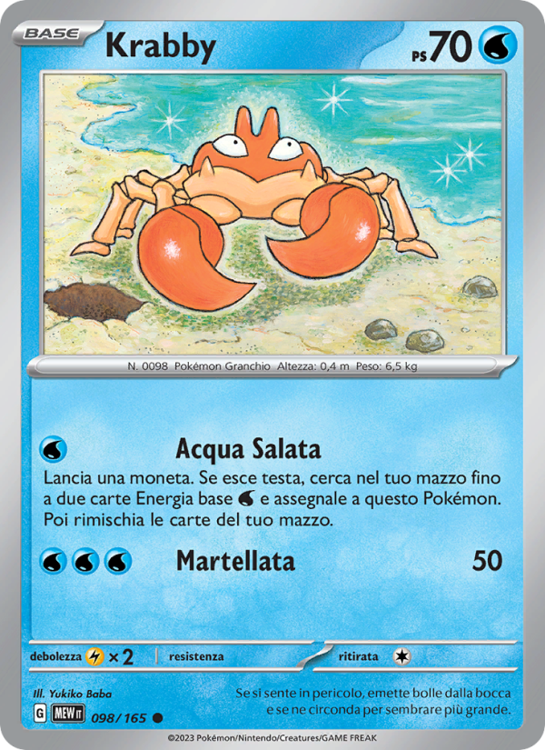 Krabby 098/207 — 151 (Italian Pokémon TCG card)