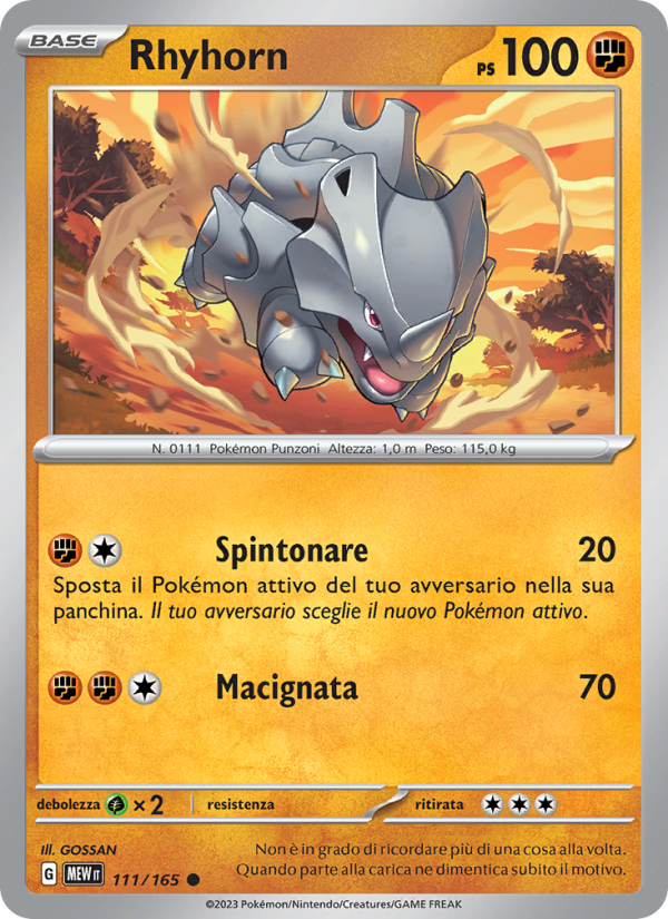 Rhyhorn 111/207 — 151 (Italian Pokémon TCG card)
