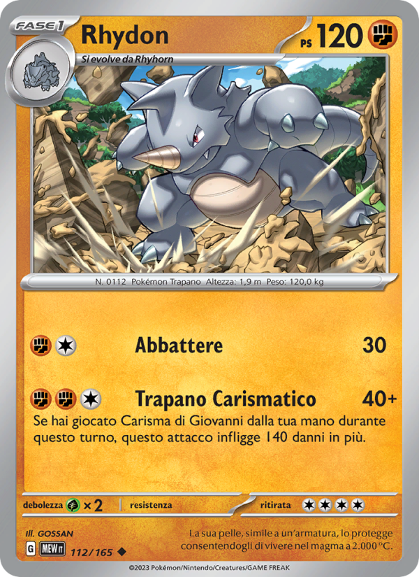 Rhydon 112/207 — 151 (Italian Pokémon TCG card)