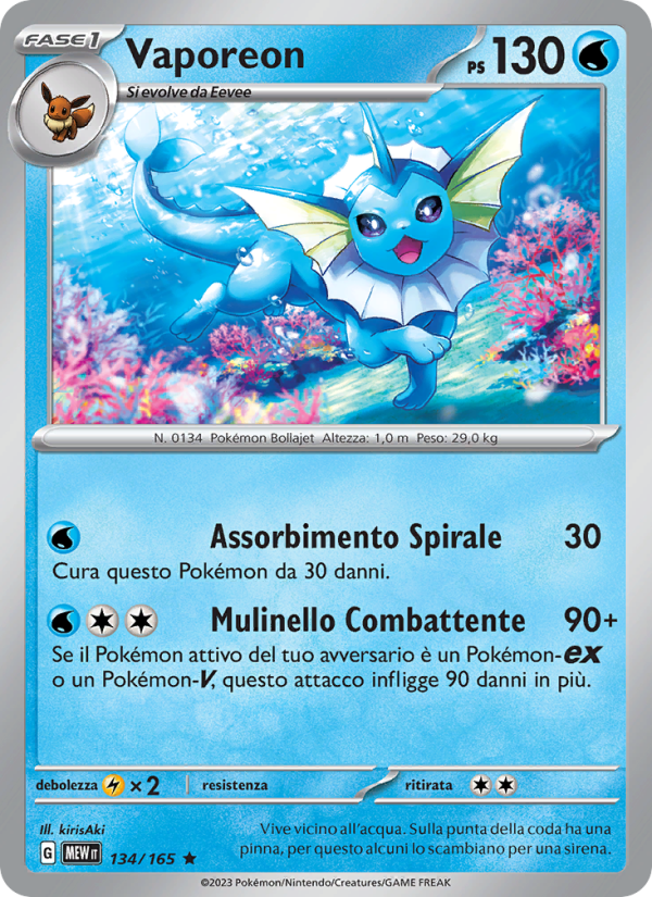 Vaporeon 134/207 — 151 (Italian Pokémon TCG card)