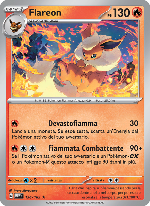 Flareon 136/207 — 151 (Italian Pokémon TCG card)