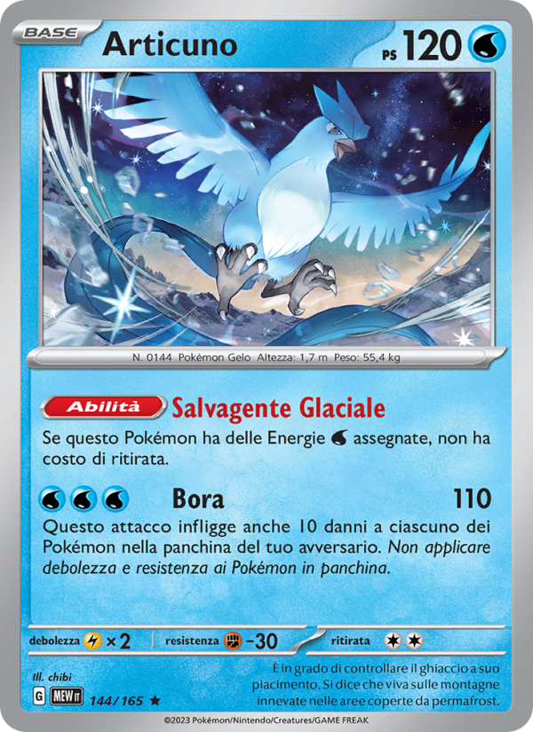 Articuno 144/207 — 151 (Italian Pokémon TCG card)