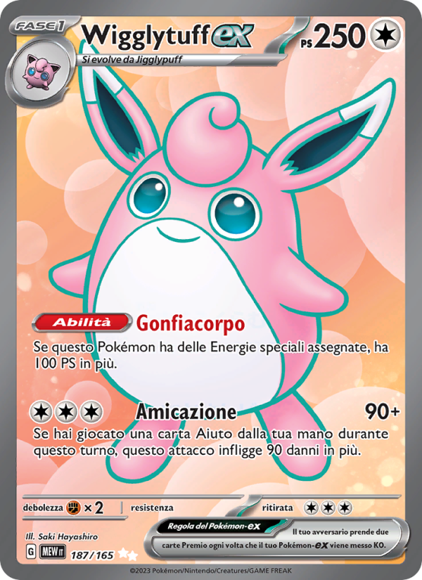 Wigglytuff-ex 187/207 — 151 (Italian Pokémon TCG card)