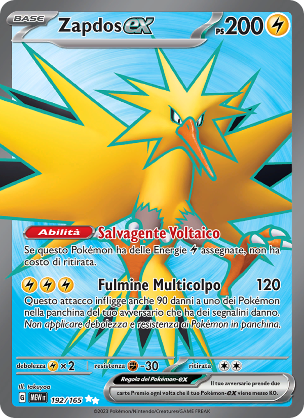 Zapdos-ex 192/207 — 151 (Italian Pokémon TCG card)