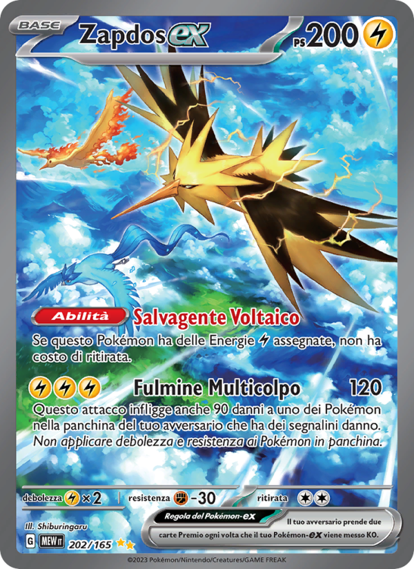 Zapdos-ex 202/207 — 151 (Italian Pokémon TCG card)