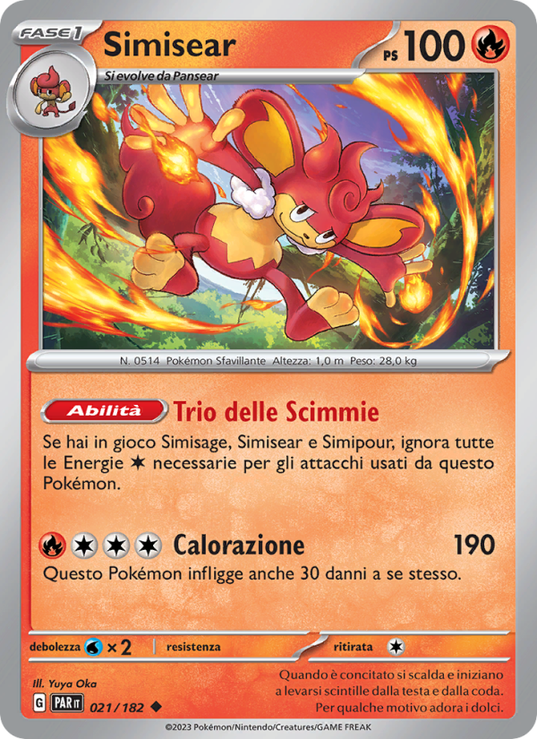 Simisear 021/266 — Paradox Rift (Italian Pokémon TCG card)