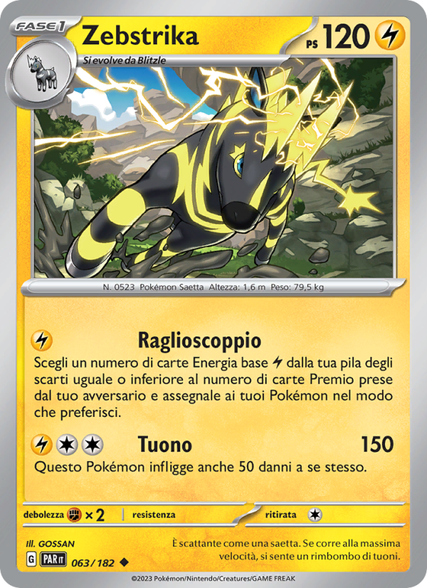 Zebstrika 063/266 — Paradox Rift (Italian Pokémon TCG card)