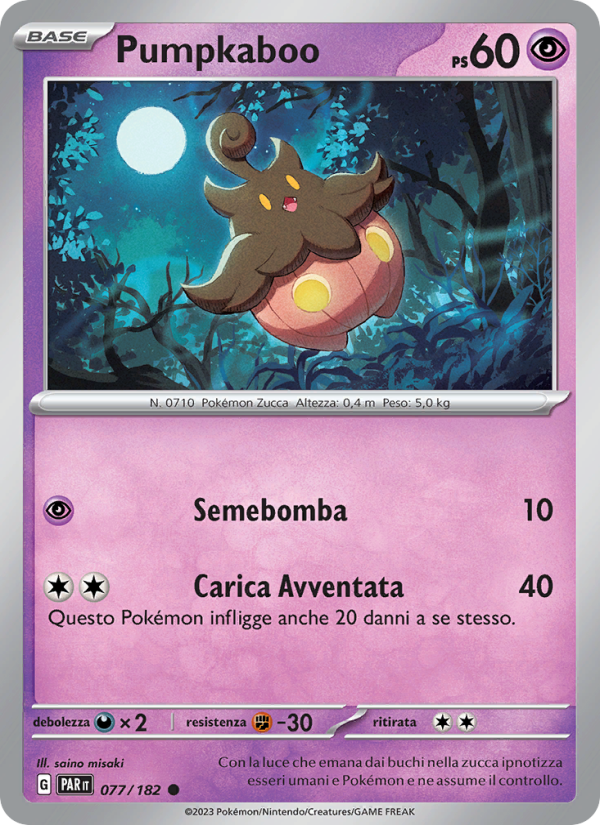 Pumpkaboo 077/266 — Paradox Rift (Italian Pokémon TCG card)