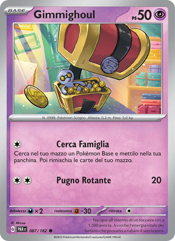 Gimmighoul 087/266 — Paradox Rift (Italian Pokémon TCG card)
