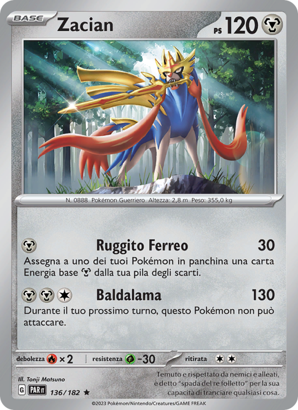 Zacian 136/266 — Paradox Rift (Italian Pokémon TCG card)