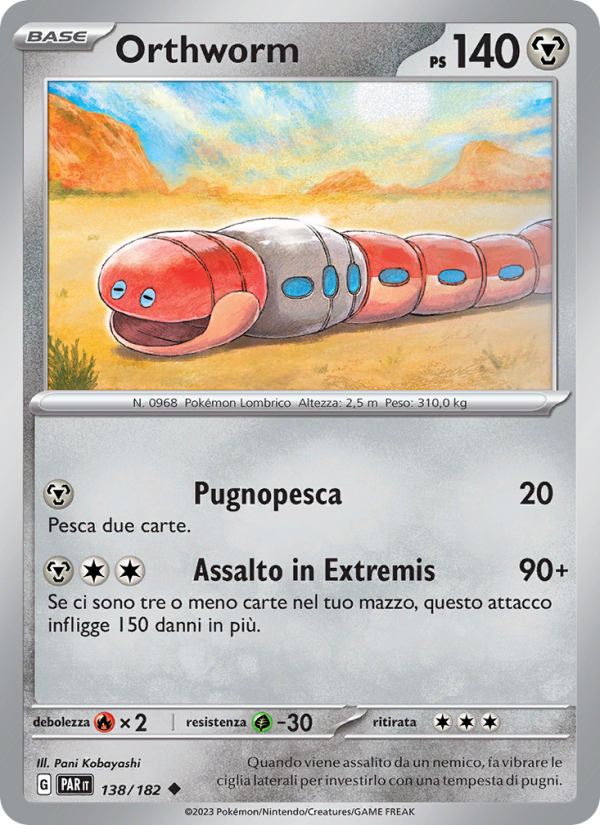 Orthworm 138/266 — Paradox Rift (Italian Pokémon TCG card)