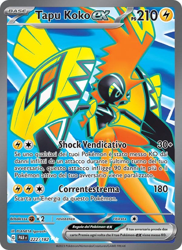 Tapu Koko-ex 222/266 — Paradox Rift (Italian Pokémon TCG card)