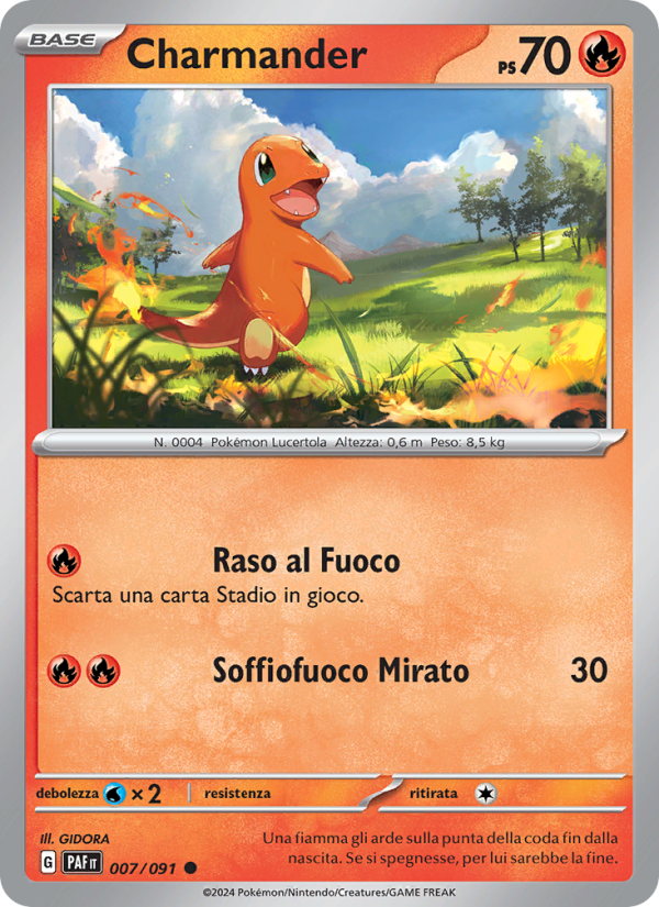 Charmander 007/245 — Paldean Fates (Italian Pokémon TCG card)