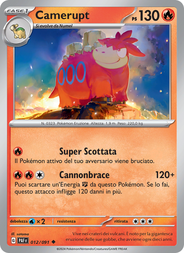 Camerupt 012/245 — Paldean Fates (Italian Pokémon TCG card)