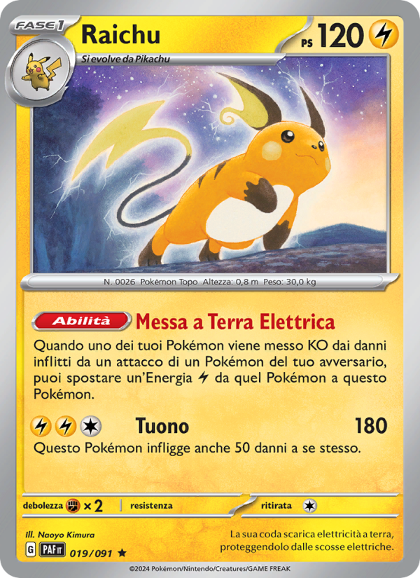 Raichu 019/245 — Paldean Fates (Italian Pokémon TCG card)