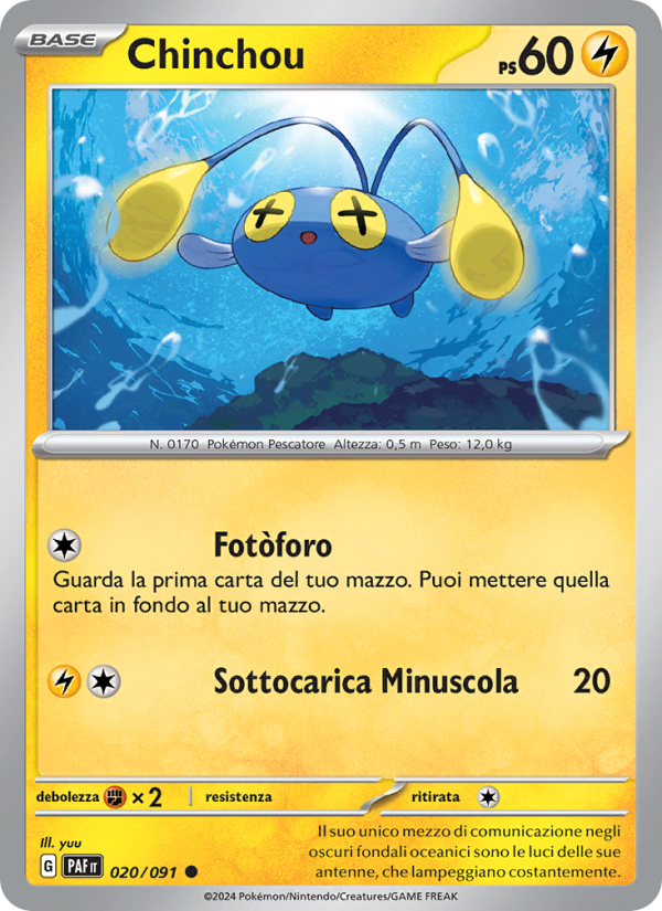 Chinchou 020/245 — Paldean Fates (Italian Pokémon TCG card)